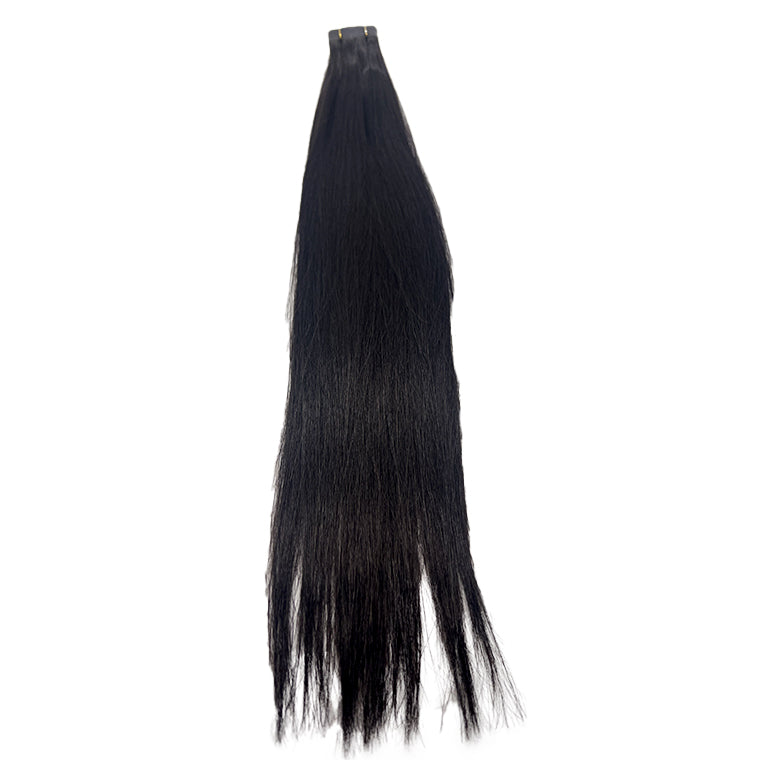 Hairui Natural straight tape in hair extension, real remy human hair can be curled #1b natural black