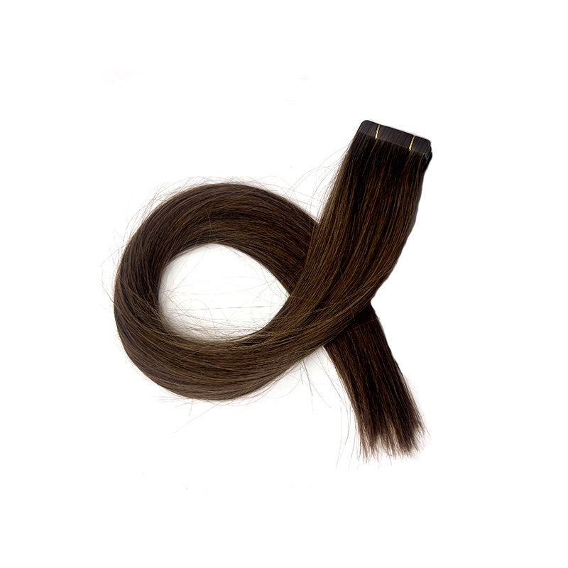 Hairui Women’s tape in human hair extensions can be permed and curled #4 mid brown