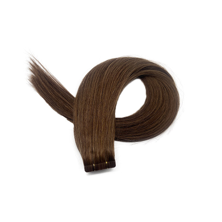 Hairui 100% human hair extensions tape in hair remy hair soft and silky #6 light brown