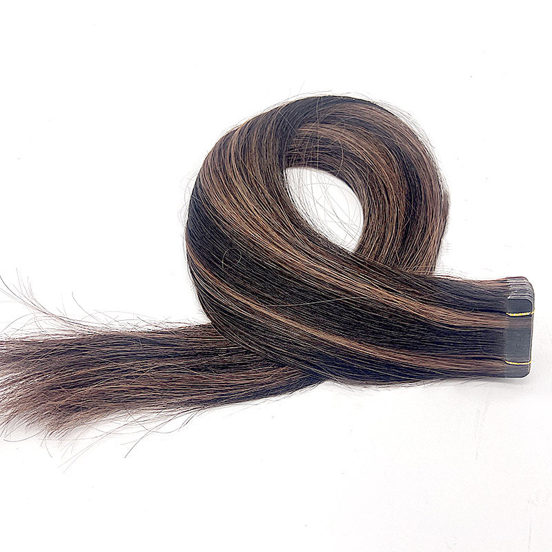 Wende tape hair extension Natural fit P1B/33 natural/spice high light remy hair can be curled