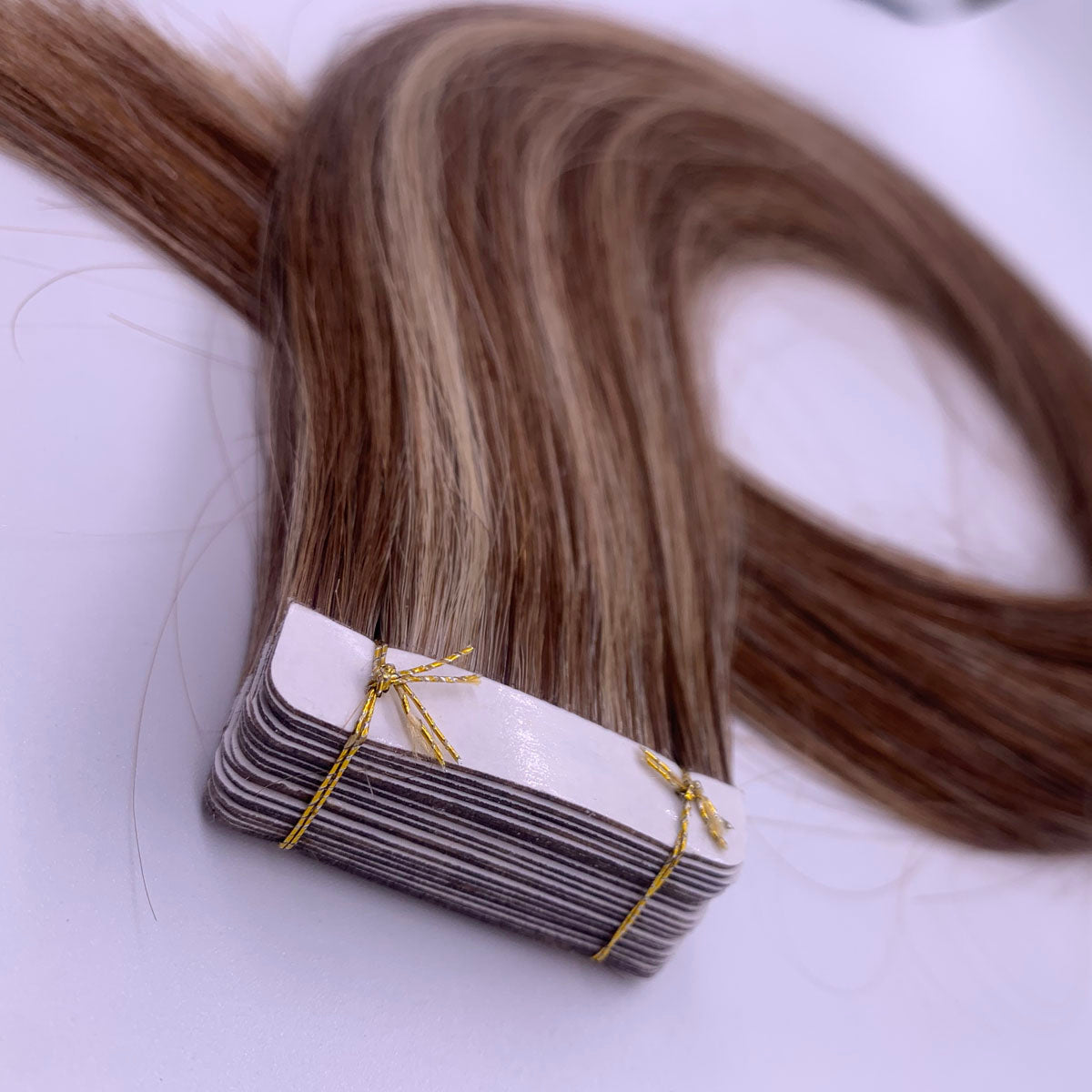 Wende tape hair extension P6/22  light brown high light long lasting remy hair extension