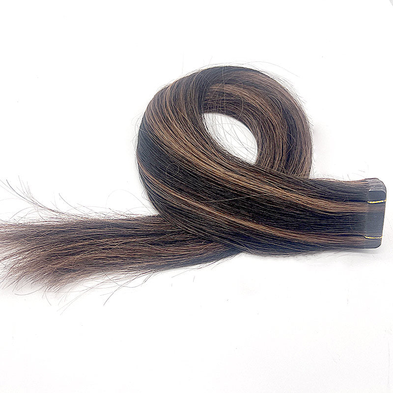 Wende tape hair extension Natural fit P1B/33 natural/spice high light remy hair can be curled