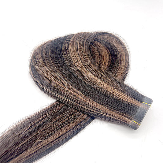 Wende tape hair extension Natural fit P1B/33 natural/spice high light remy hair can be curled